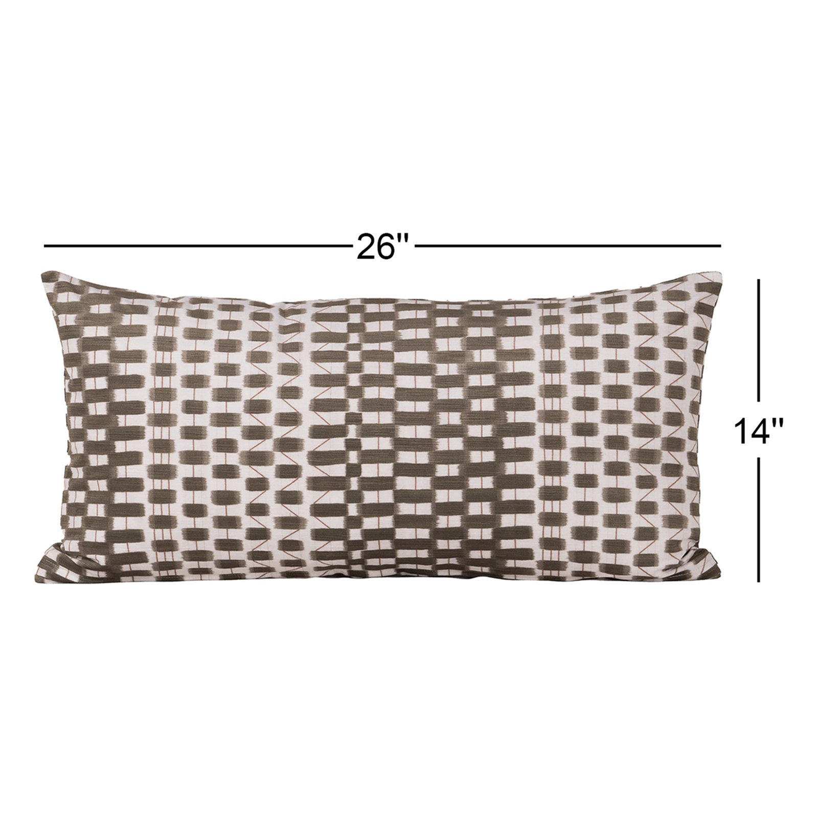  Checkered Throw Pillow, Green, Polyester, Rectangle 14"H x 26"W