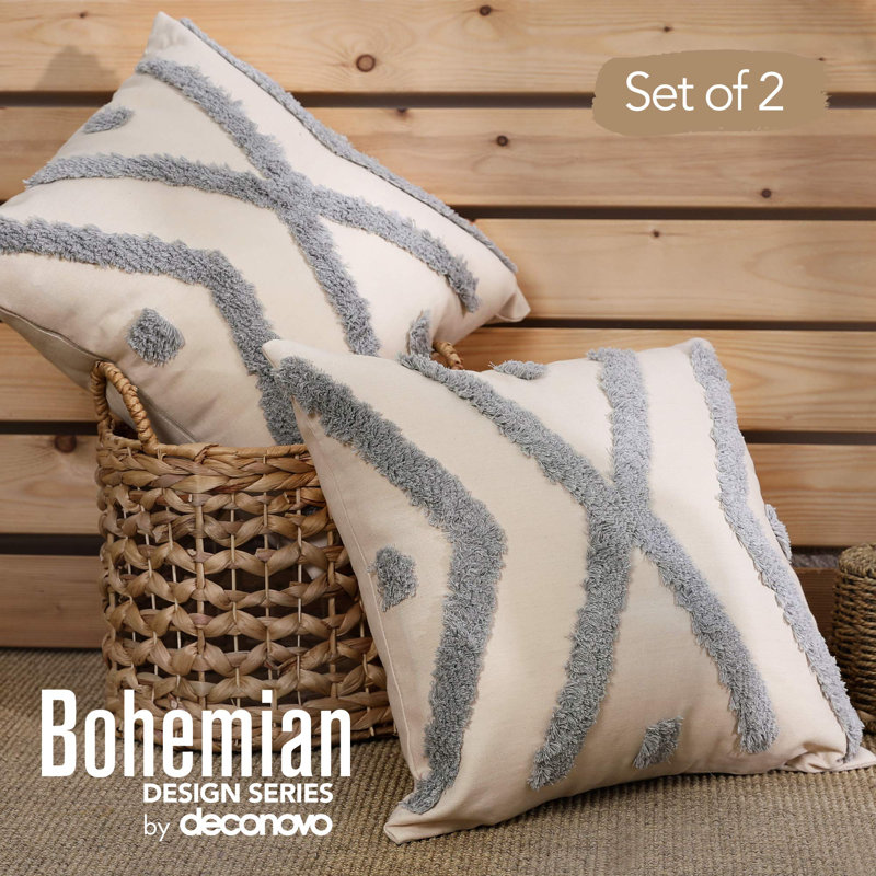 Square Throw Cushion Cover, Grey