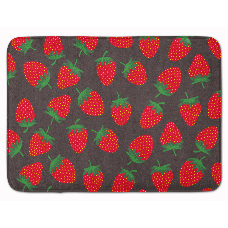 Tapis pour salle de bain en mousse à mémoire de fraises, Gris