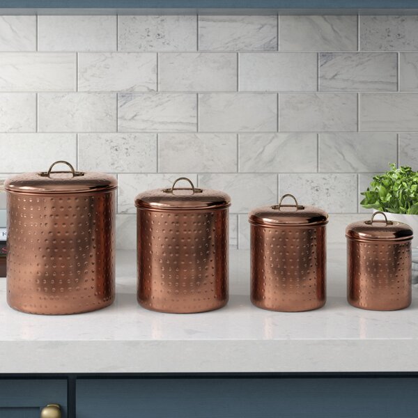 3 Anti-rust Metal Kitchen Canister Jars with Airtight Lids Coffee