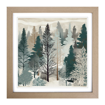 Winter Forest Mid-Century No.1 - Framed Print