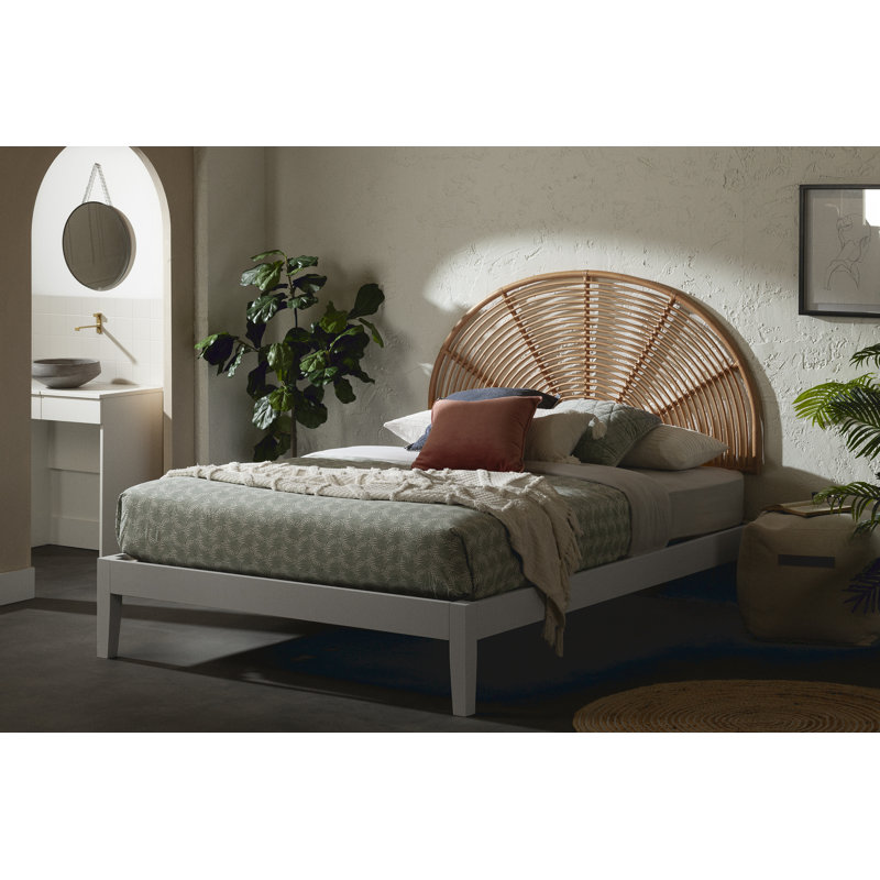 Natural Rattan Bohemian Queen Wall-Mounted Headboard