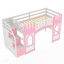 Lit mezzanine simple avec escalier de rangement et fenêtres, parfait pour un design peu encombrant et ludique
