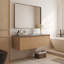 Meuble-lavabo mural simple 47,25 po en noyer avec plateau en pierre frittée gris