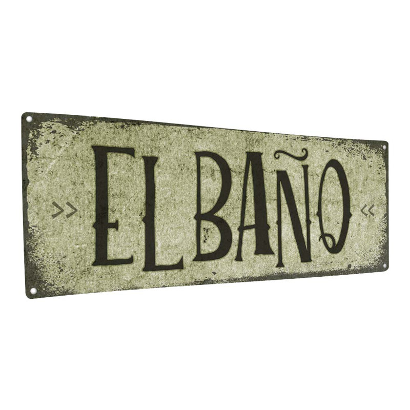 Plaque en métal El Bano, H 5,75 po x l 15,5 po
