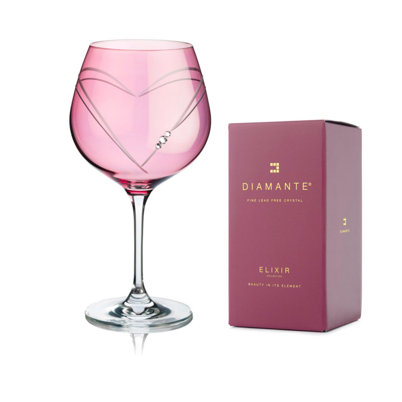 Hearts Gin Glass Adorned with Swarovski Crystals - Single Glass