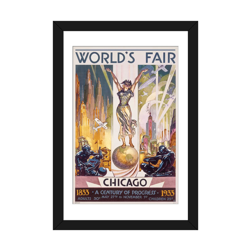 « chicago world fair, 1933 » par glen c. sheffer, impression sur toile tendue, H 32 po x l 24 po x P 1 po, Blanc