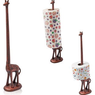 Giraffe Toilet Paper Holder, Holds 1 Roll, (Copper with Black)
