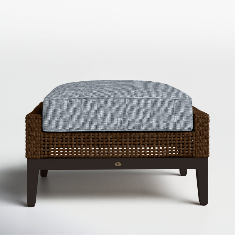 Repose-pieds péninsule tissé - acajou / châtaignier, Welt + bourre standard, InsideOut® Rollo ‑ lin Chambray