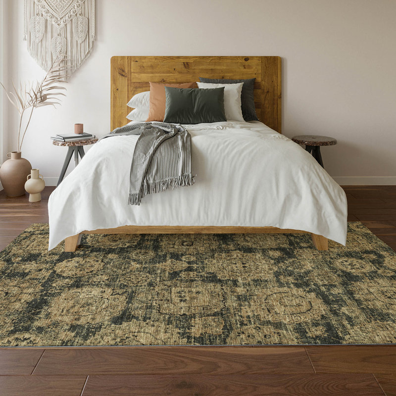 Premium Machine Washable Cerrito Charcoal Rug, Rectangle 3' x 5'