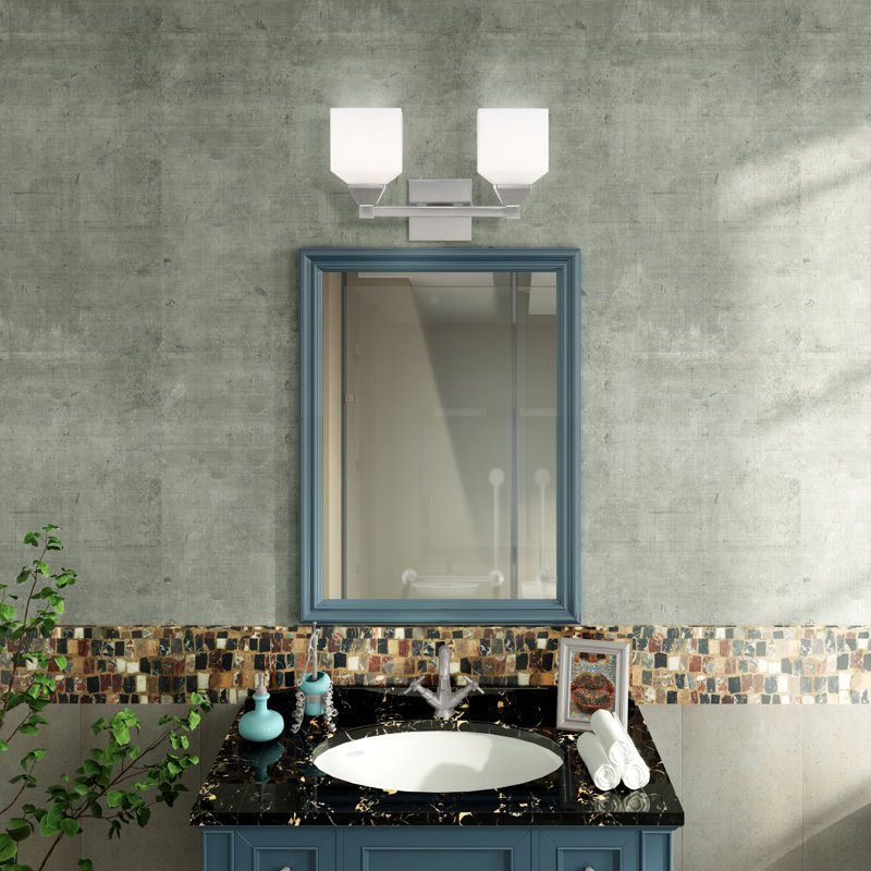 Billington 2 - Light Dimmable Vanity Light, Brushed Nickel, Satin Opal White