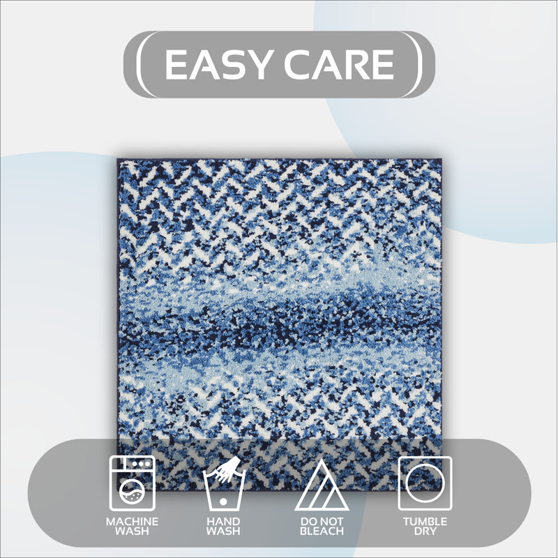 Kynnidi Collection Kitchen Mat &  Non-Slip Backing Bath Rugs, Blue