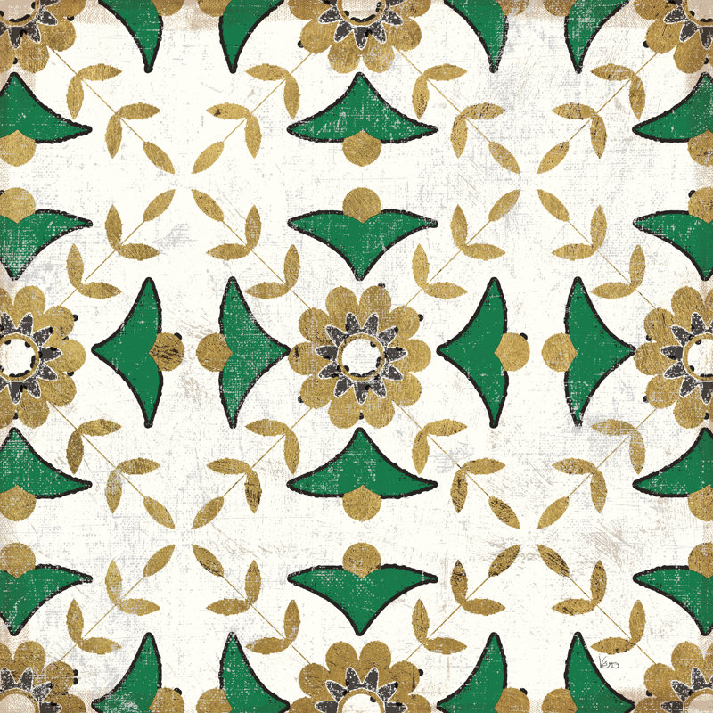 Carrelage vert méditerranéen 02, H 12 po x l 12 po, Non, Toile tendue