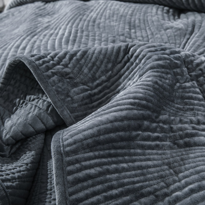 Polyester Sham Set, King, Navy Blue