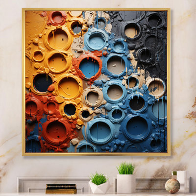 " Orange and Blue Fluid Movements " Watercolor Print