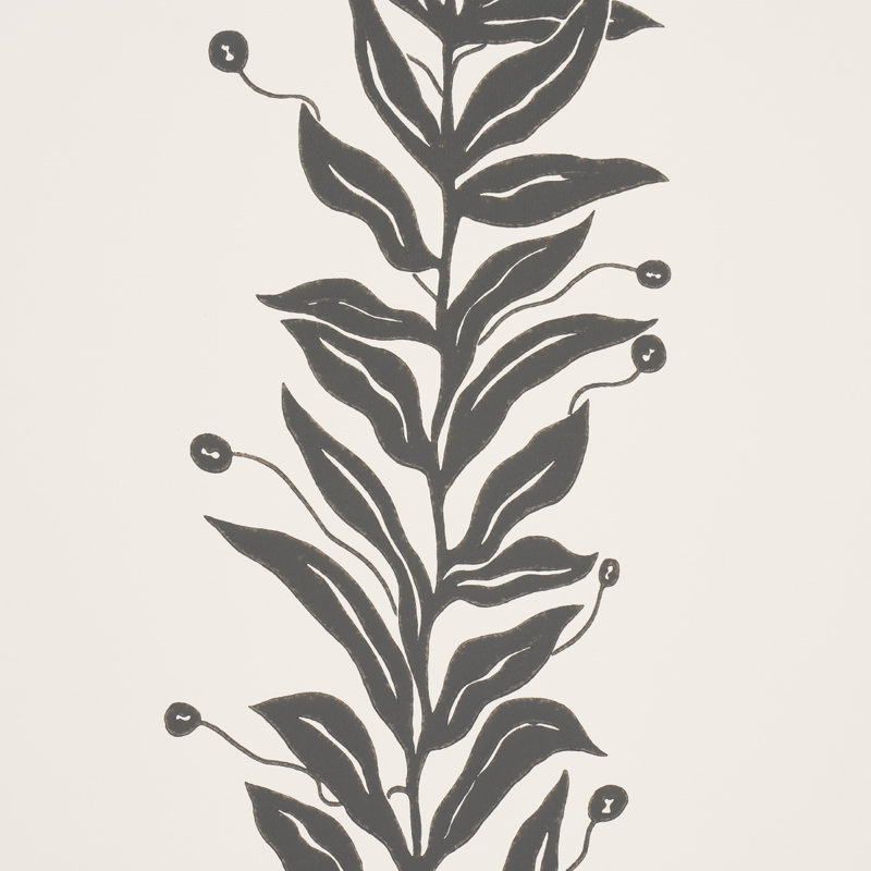 Schumacher x Marian Mcevoy Tendril Stripe Wallpaper, Black/Cream