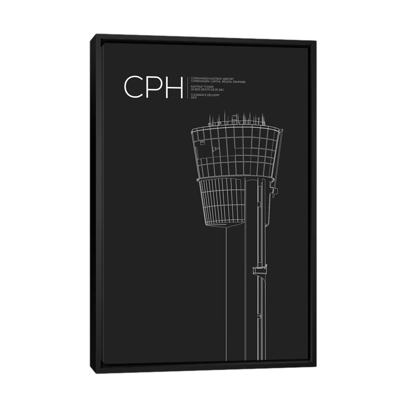 « cph tour, copenhague » par 08, reproduction d’impression sur toile, H 26 po x l 18 po x P 1,5 po, Toile avec cadre noir