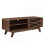 Meuble télé Mid-Century avec rangement et porte coulissante à lattes pour le salon