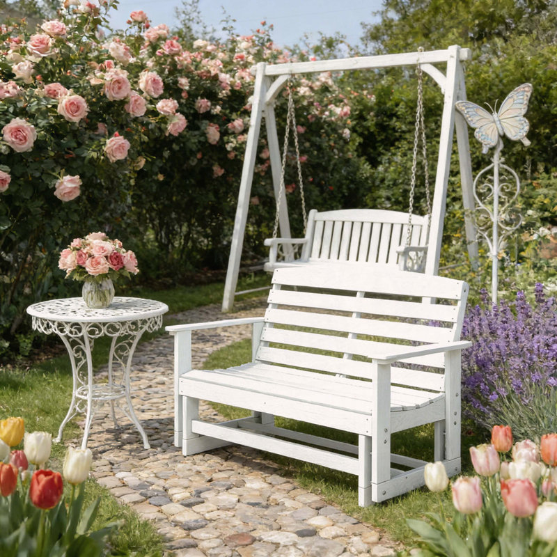 2-Person HDPE Glider Bench with Slatted Design