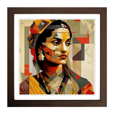 Indian Woman Constructivism No.1 - Single Picture Frame Print on Wood