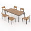Ensemble de salle à manger d'extérieur 7 pièces comprenant 1 table rectangulaire et 6 chaises de salle à manger empilables en rotin