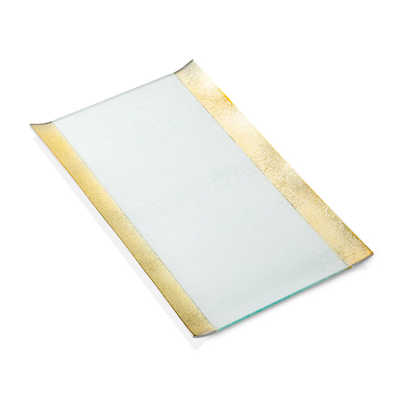 Plateau de service en verre 11,5 avec bordures dorées Juelz, 1" H x 6,5" lx 11,5" D