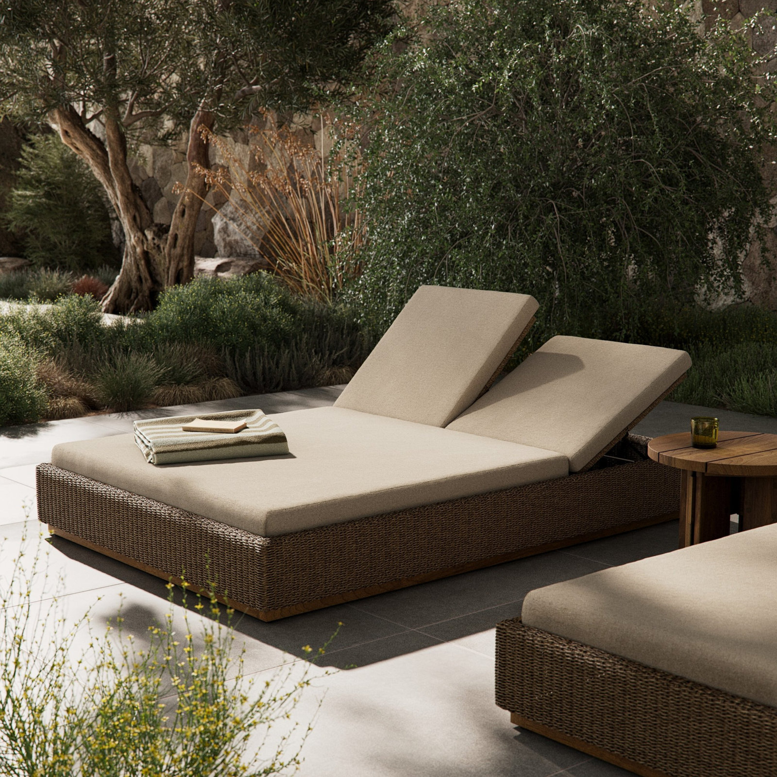 Piedmont 55" Teak Patio Double Chaise Lounge