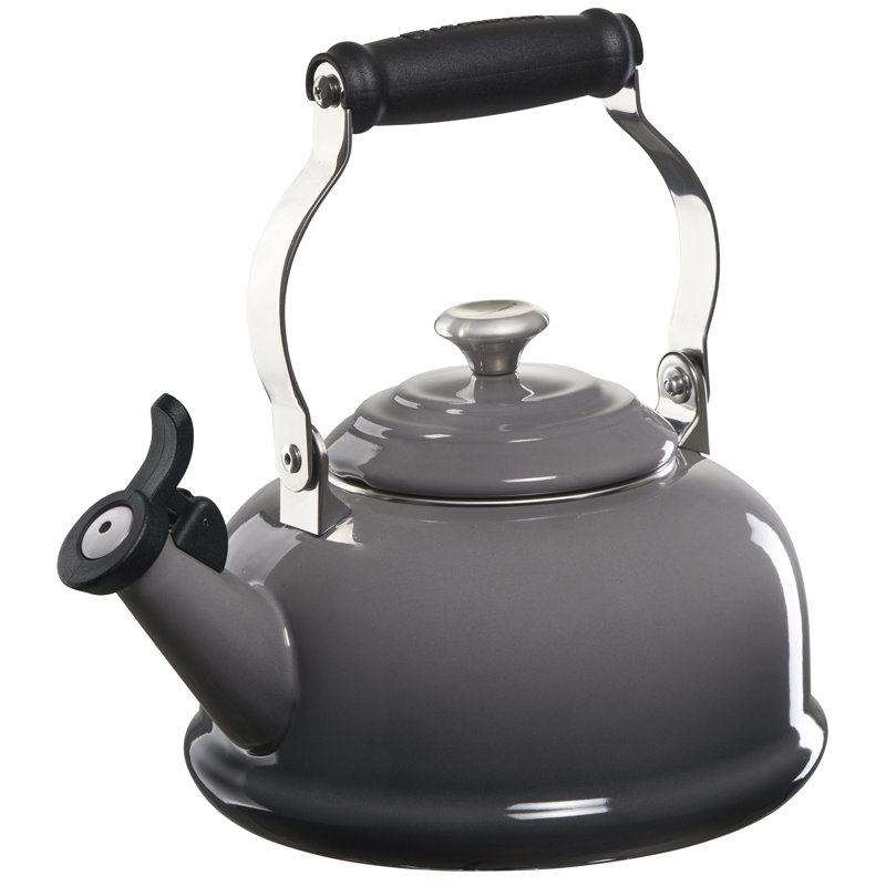 1.7 Qt. Enamel on Steel Whistling Tea Kettle, Oyster
