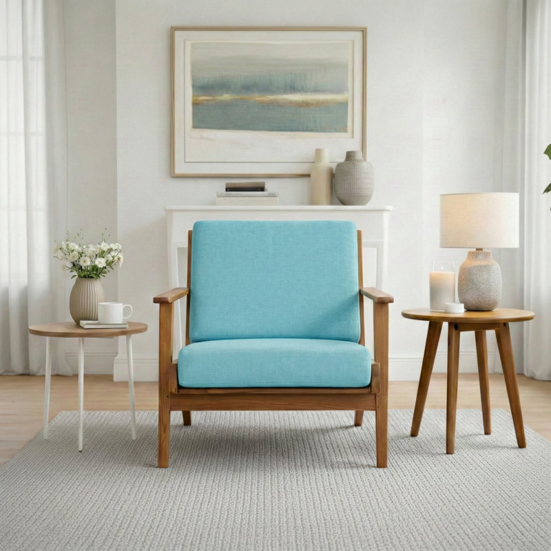 Fauteuil Roddney, Lin bleu ciel