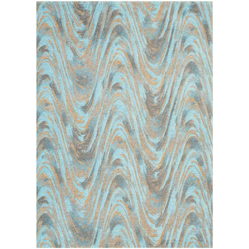 Tapis décoratif bleu sarcelle abstrait Gantz, Rectangle 3 pi 9 po x 5 pi 9 po