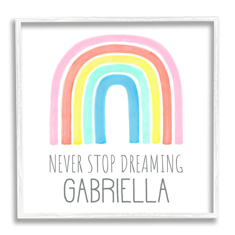 Never Stop Dreaming cmw-038 Personalized Wall Art, Coastal White Framed Giclee, 17'' H x 17'' W, Yes