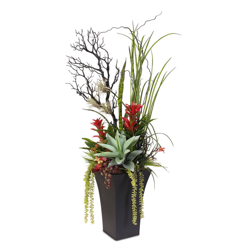 46'' Faux Succulent in Metal Planter