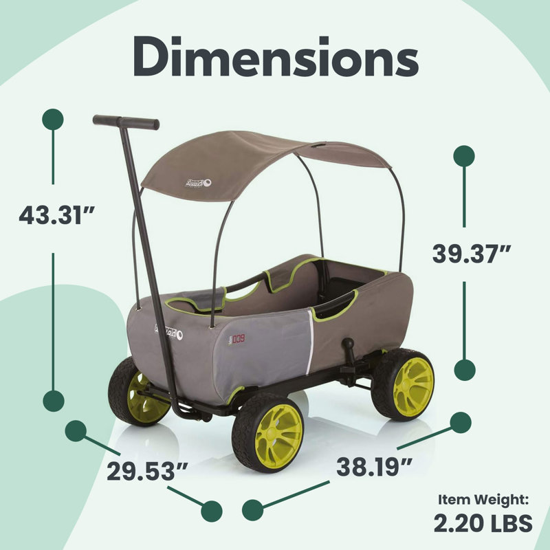 Chariot écologique hauck avec fonction polyvalente et facile à plier, vert