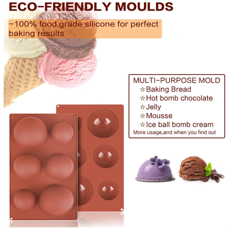1/3PCS Silicone Cake Mold Hot Chocolate DIY Molds 6-Cavity Baking Mould