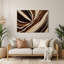 Art mural horizontal horizontal rayé en métal crème espresso-589255781