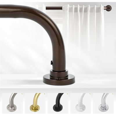 Wrap Around Blackout Curtain Rod,Heavy Duty Adjustable 48-90",Brown