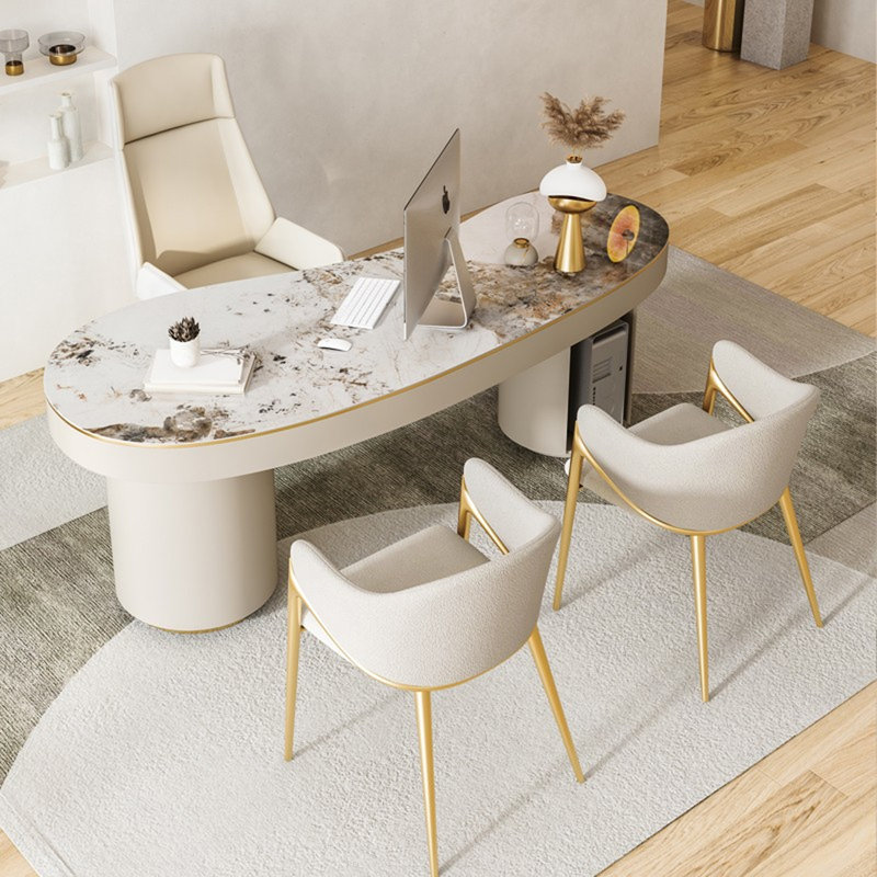 Bureau de luxe léger en pierre frittée, H 29,53 po x l 78,74 po x l 23,62 po