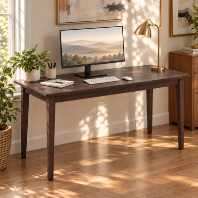 Brekvin 63'' Solid Wood Writing Desk for Small Spaces