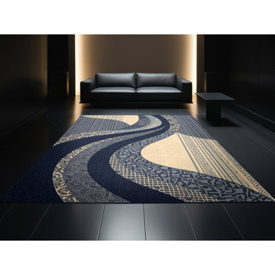 Tapis gris moelleux moelleux à motif de blocs d'inspiration mondiale Jamarcus