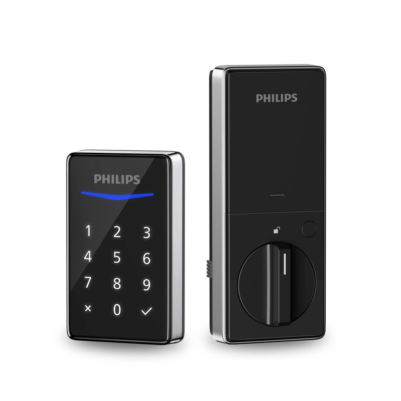 Serrure à pêne dormant électronique sans clé Philips, Nickel satiné
