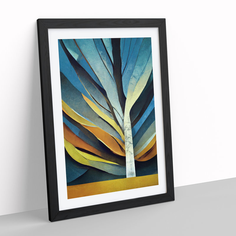 An Abstract Tree - Single Picture Frame Painting, Black, 64cm H x 46cm W x 2cm D