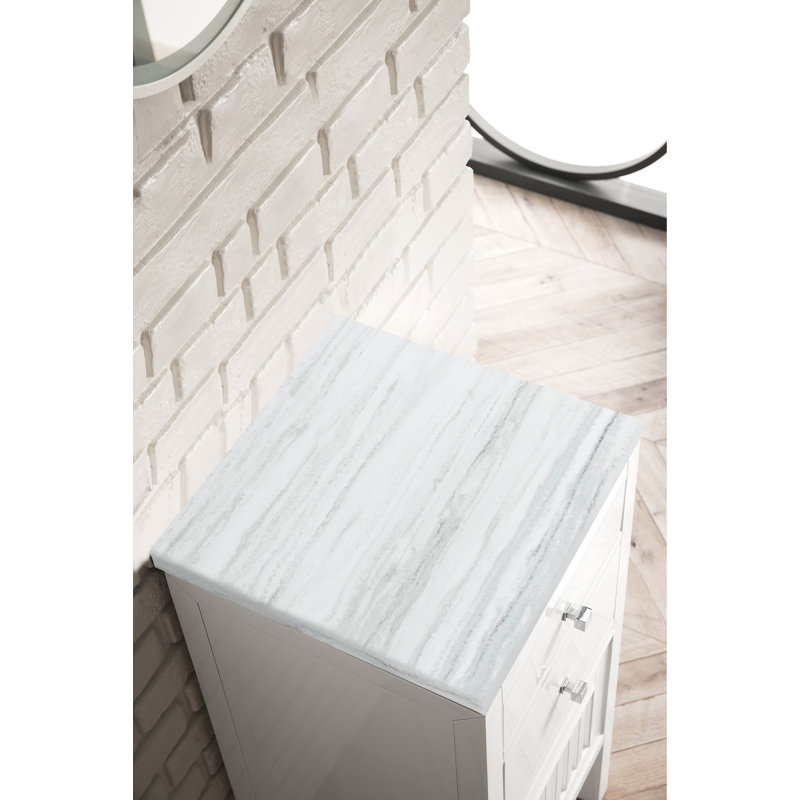 Athens 15" W Freestanding Bathroom Cabinet, Left Handed, Glossy White/Arctic Fall