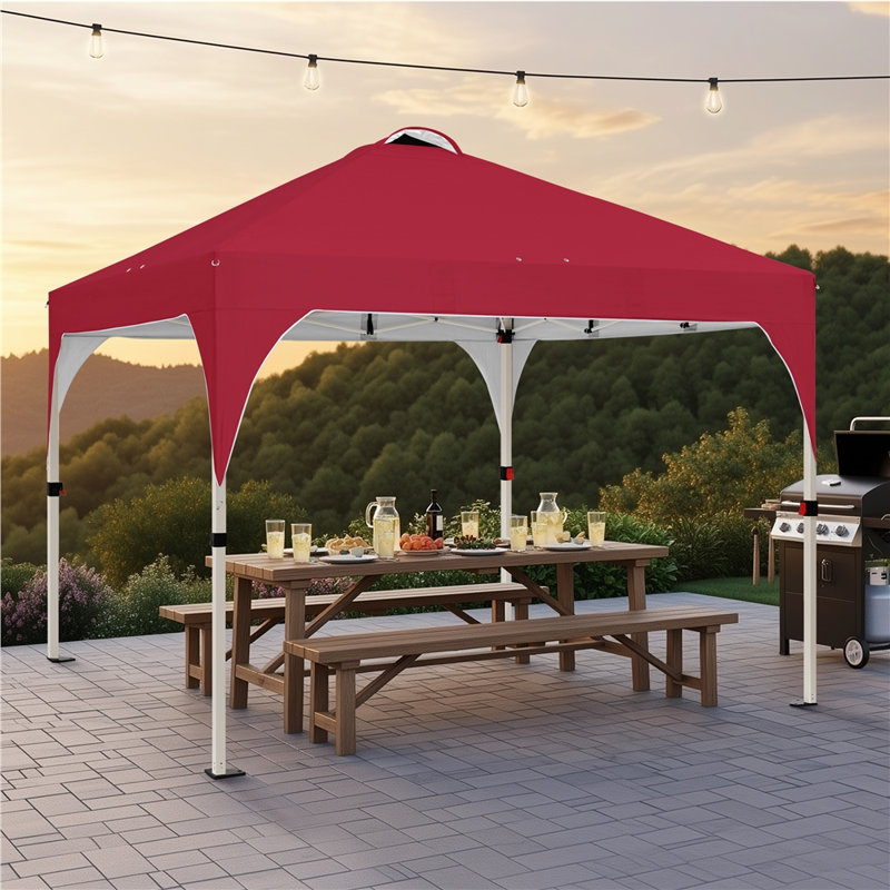 3m x 3m Iron Pop-Up Gazebo, Red