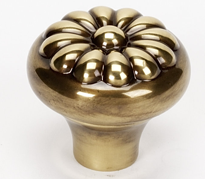 Bella Mushroom Knob, Polished Antique, 1.25" H x 1.25" W x 0.5" D