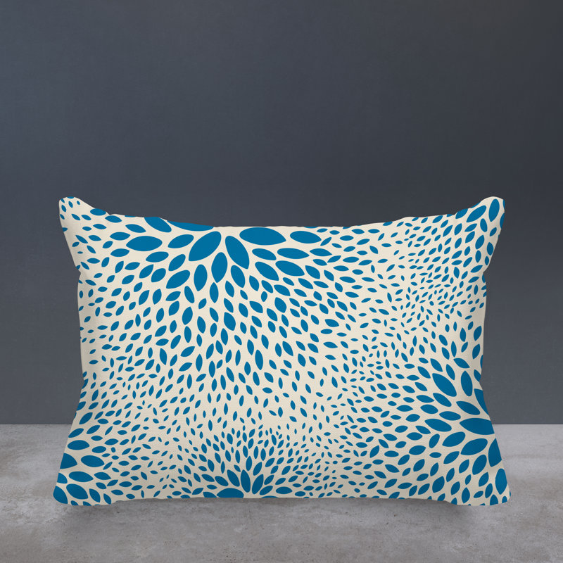 Housse et insert de coussin rectangulaire intérieur / extérieur en polyester filé Bavière, Turquoise / crème