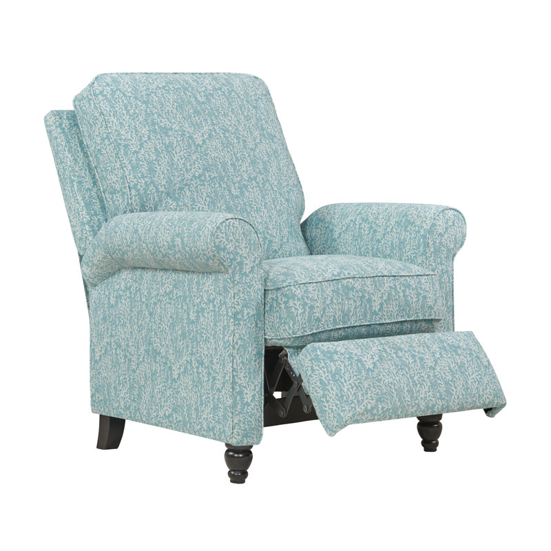 Leni Upholstered Recliner, Sky Blue Nautical