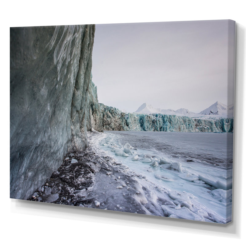 Magnifique image d'un mur de glace - peinture sur toile, H 16 po x l 32 po, Toile tendue