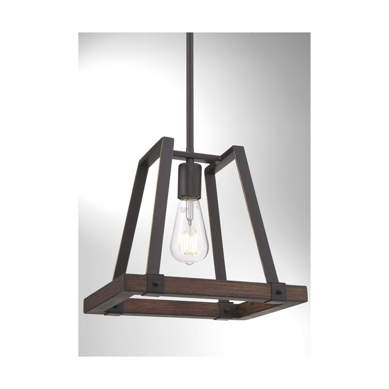 Luminaire suspendu simple à 1 lumière Bouck, Bronze acajou / Bois de muscade