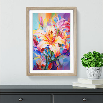Lily Flower Abstract - Single Picture Frame Print on Wood