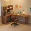 Nut-brown L-Shaped Solid Wood writing desk-118331735